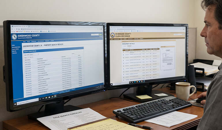 Examiner Cross Checking Records From Two States