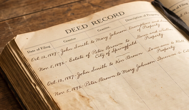 Historical Deed Book Close Up